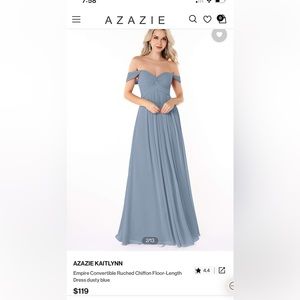 Azazie Bridesmaid Dress. Size A4, color Dusty Blue